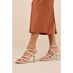 Beige Strappy High Heel Sandals